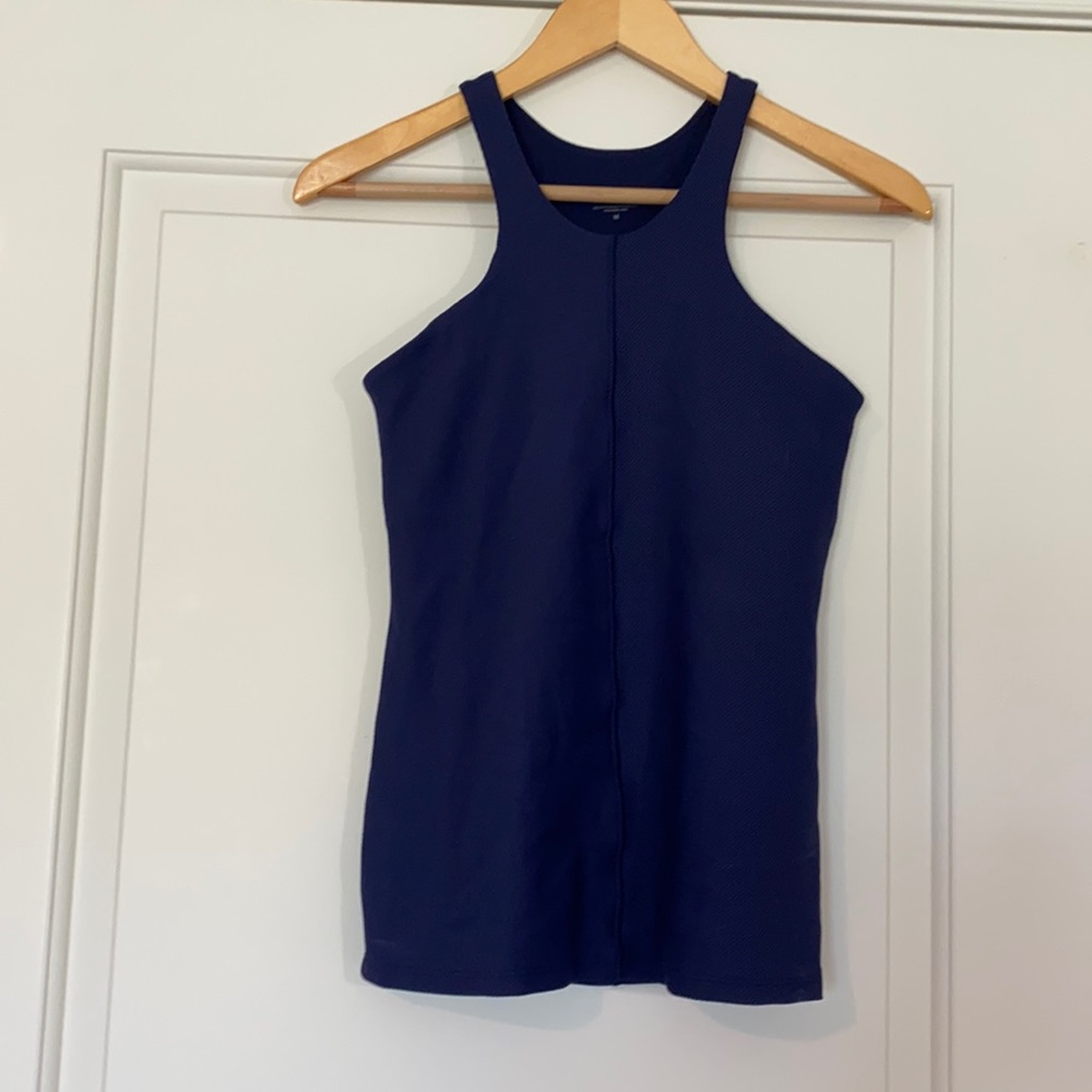 Athleta Navy High Neck Tank w/ Cut-out Back Size M